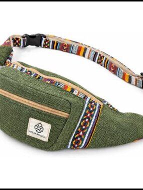 Hemp Fanny Pack Crossbody Waist Bag Eco-Friendly Boho Adjustable Hiking
